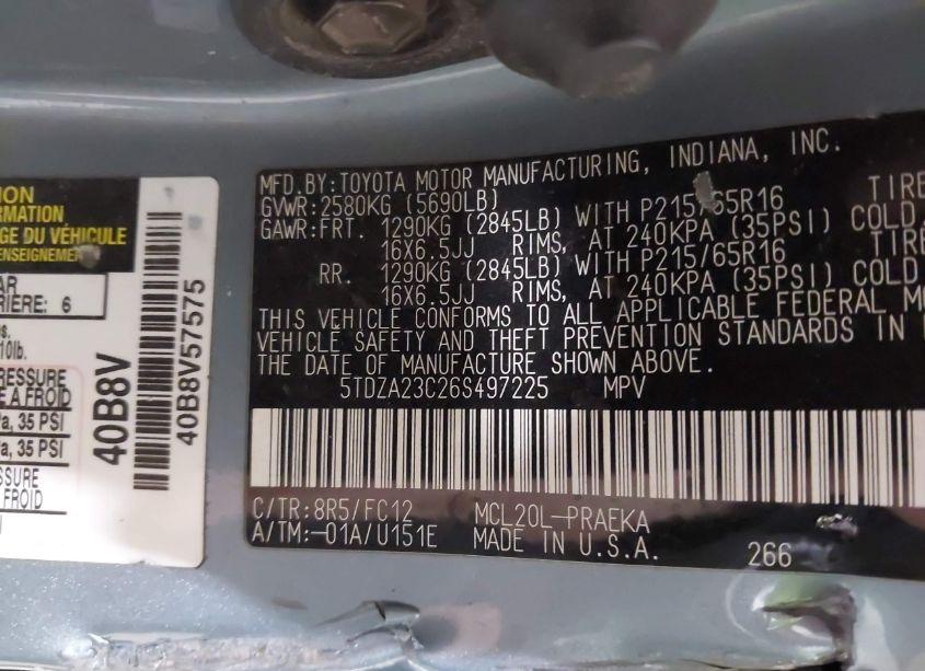 Photo 9 of 2006 Toyota Sienna LE (VIN 5TDZA23C26S497225)