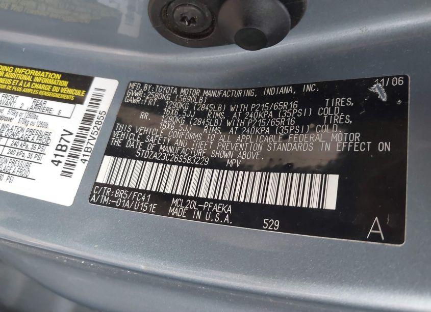 Photo 9 of 2006 Toyota Sienna LE (VIN 5TDZA23C26S583229)