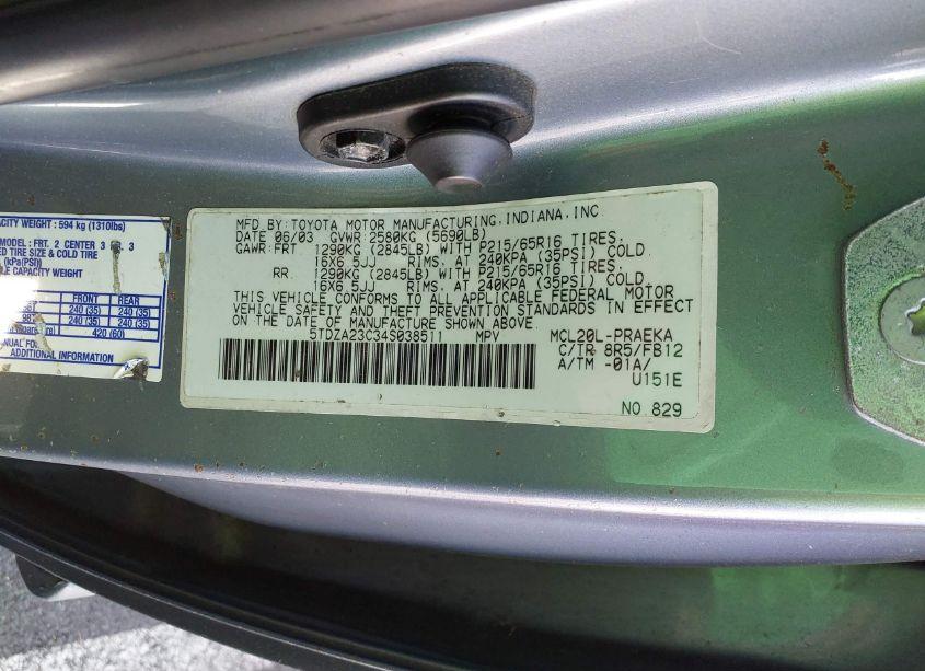 Photo 9 of 2004 Toyota Sienna LE (VIN 5TDZA23C34S038511)