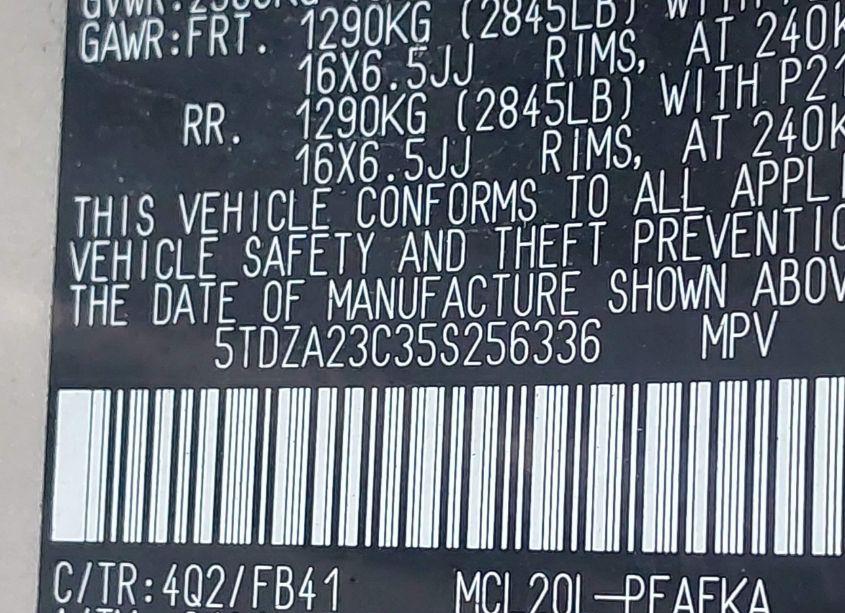 Photo 9 of 2005 Toyota Sienna LE (VIN 5TDZA23C35S256336)