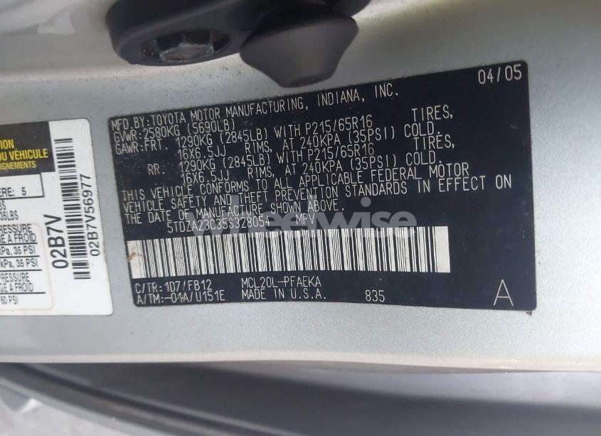 Photo 9 of 2005 Toyota Sienna LE (VIN 5TDZA23C35S328054)