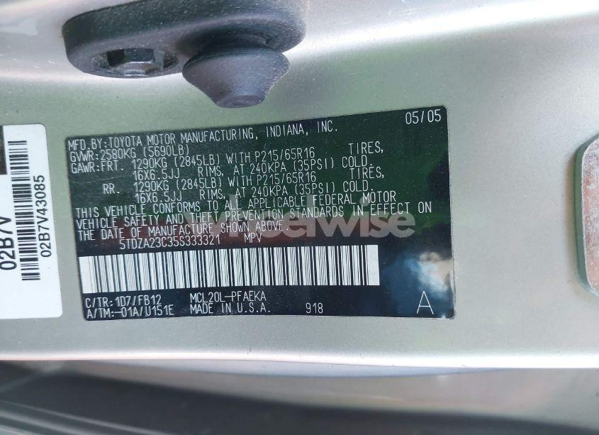 Photo 9 of 2005 Toyota Sienna LE (VIN 5TDZA23C35S333321)