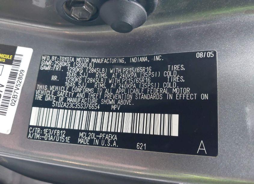 Photo 9 of 2005 Toyota Sienna LE (VIN 5TDZA23C35S376654)