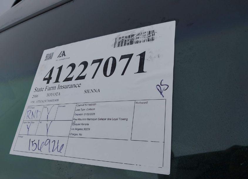 Photo 17 of 2006 Toyota Sienna CE (VIN 5TDZA23C36S401408)