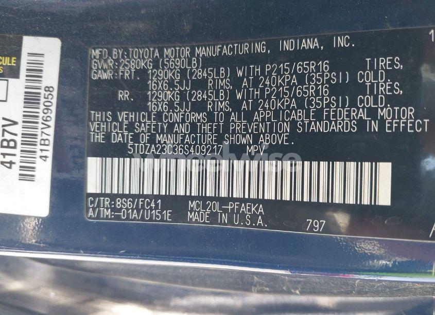 Photo 9 of 2006 Toyota Sienna LE (VIN 5TDZA23C36S409217)