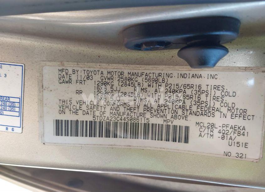 Photo 9 of 2004 Toyota Sienna LE (VIN 5TDZA23C44S086115)
