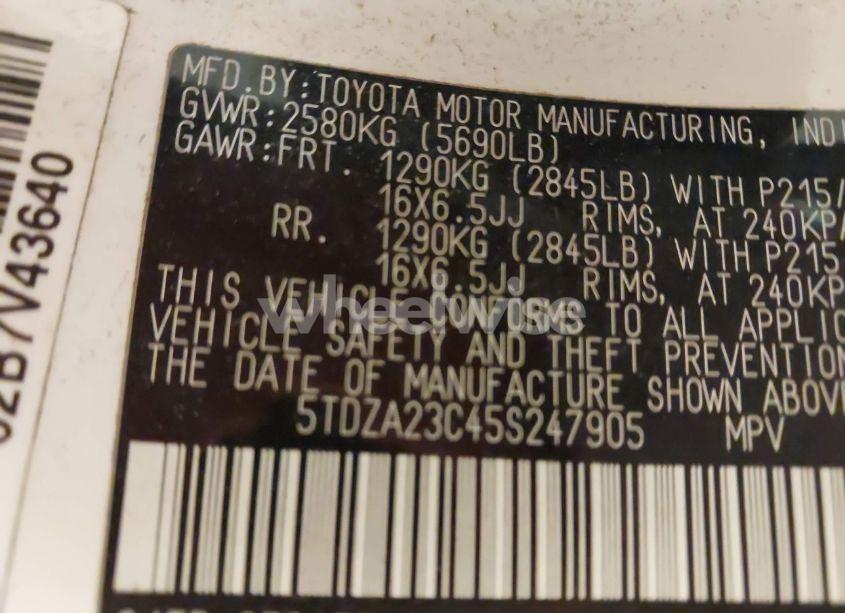 Photo 9 of 2005 Toyota Sienna LE (VIN 5TDZA23C45S247905)