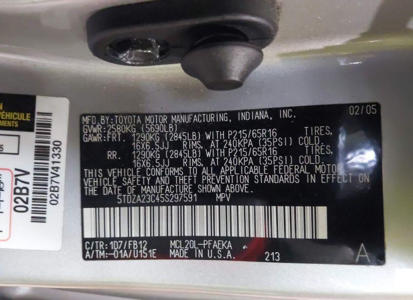 Photo 9 of 2005 Toyota Sienna LE (VIN 5TDZA23C45S297591)