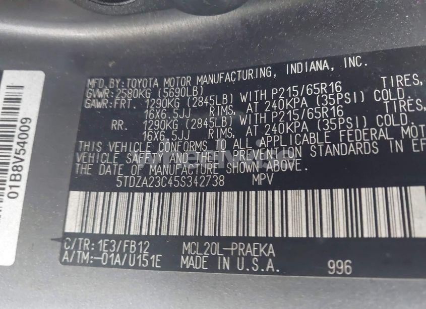 Photo 9 of 2005 Toyota Sienna LE (VIN 5TDZA23C45S342738)