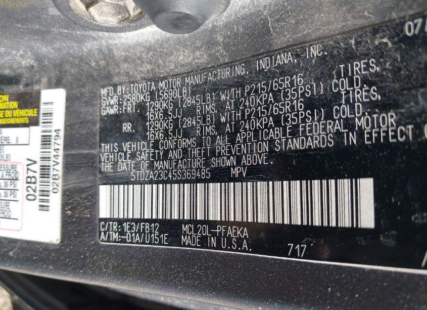Photo 9 of 2005 Toyota Sienna LE (VIN 5TDZA23C45S369485)