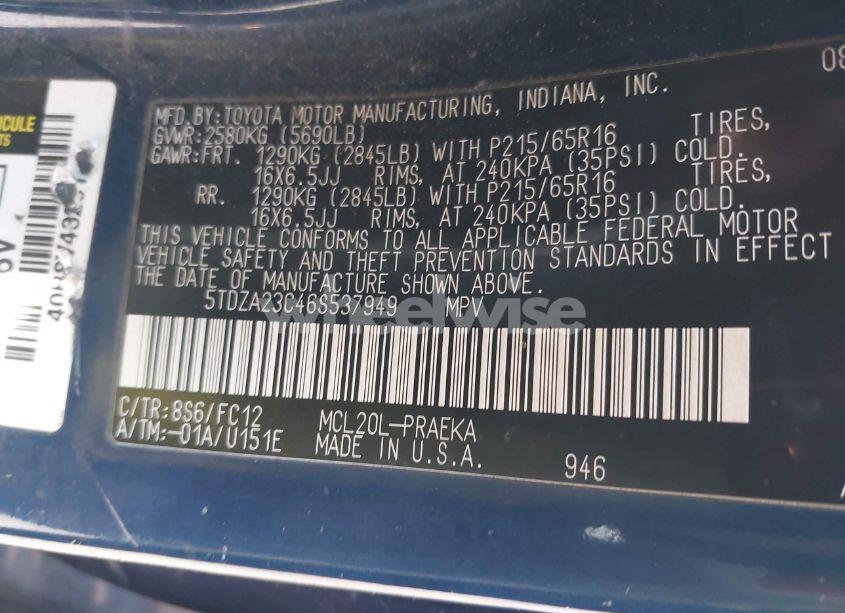 Photo 9 of 2006 Toyota Sienna LE (VIN 5TDZA23C46S537949)