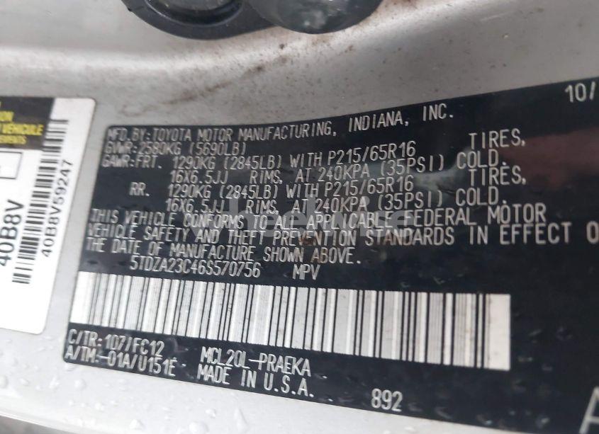Photo 9 of 2006 Toyota Sienna LE (VIN 5TDZA23C46S570756)