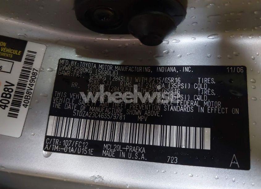 Photo 9 of 2006 Toyota Sienna LE (VIN 5TDZA23C46S579781)