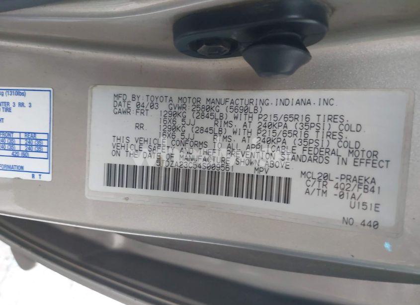 Photo 9 of 2004 Toyota Sienna LE (VIN 5TDZA23C54S009561)