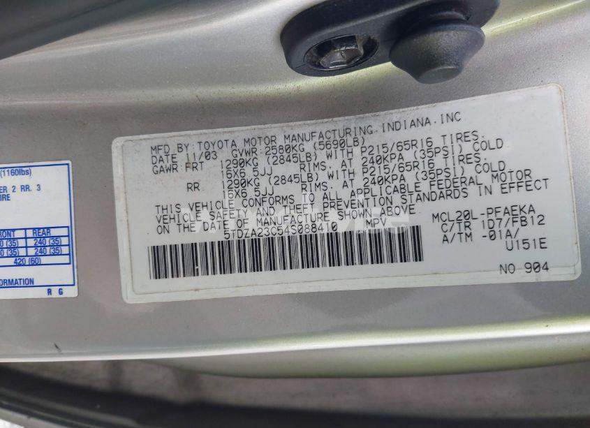 Photo 9 of 2004 Toyota Sienna LE (VIN 5TDZA23C54S088410)