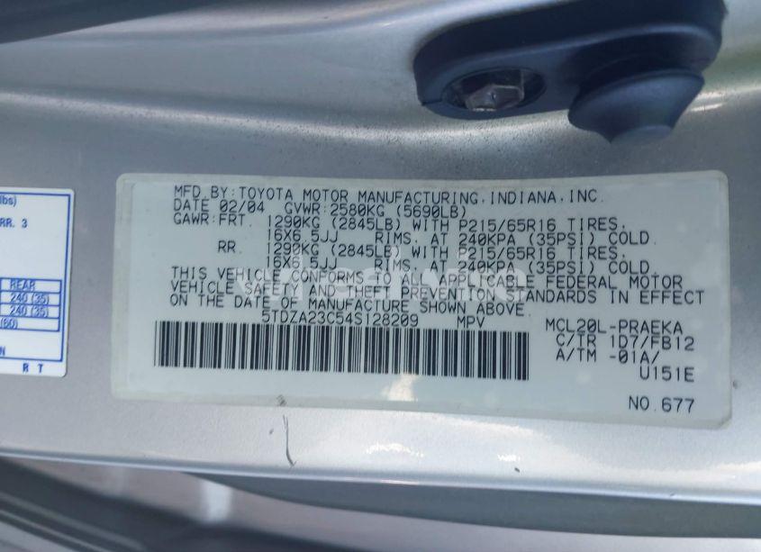 Photo 9 of 2004 Toyota Sienna LE (VIN 5TDZA23C54S128209)