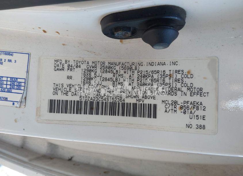 Photo 9 of 2004 Toyota Sienna LE (VIN 5TDZA23C54S152364)