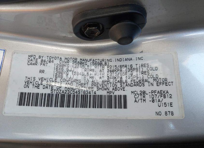 Photo 9 of 2004 Toyota Sienna LE (VIN 5TDZA23C54S163414)
