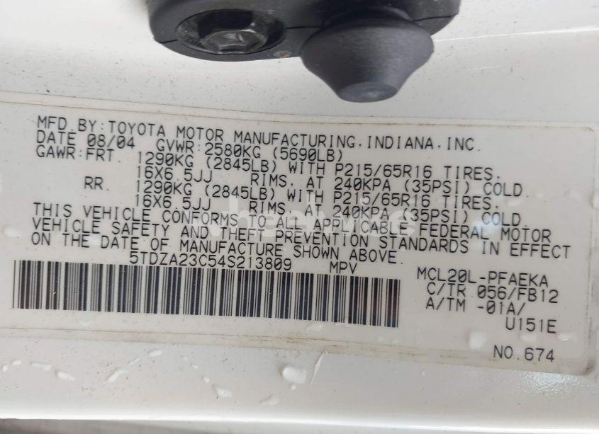 Photo 9 of 2004 Toyota Sienna LE (VIN 5TDZA23C54S213809)