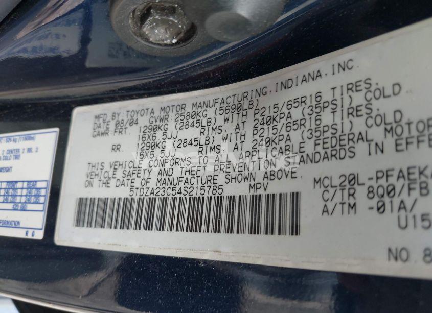 Photo 9 of 2004 Toyota Sienna LE (VIN 5TDZA23C54S215785)