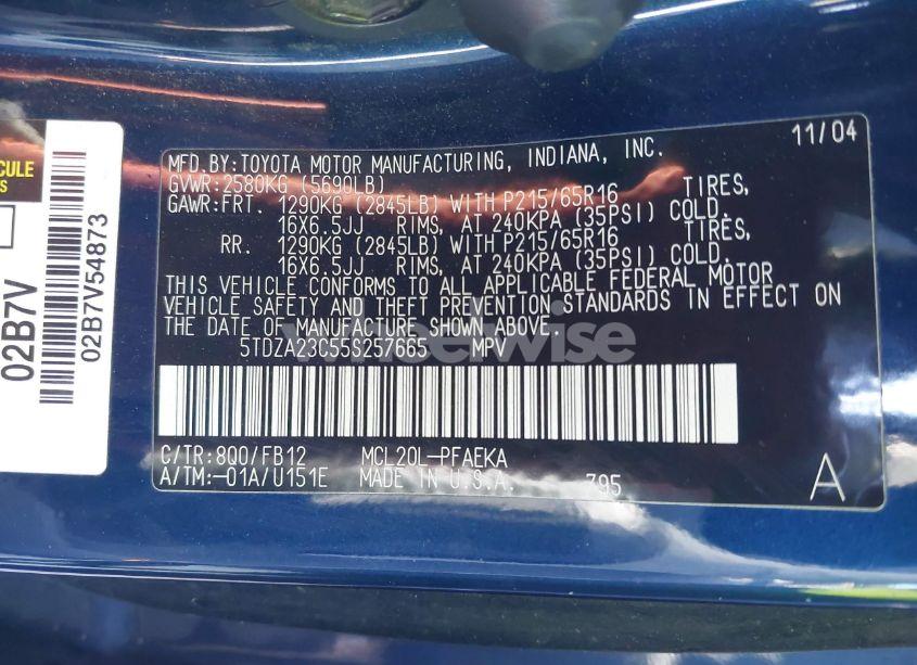 Photo 9 of 2005 Toyota Sienna LE (VIN 5TDZA23C55S257665)