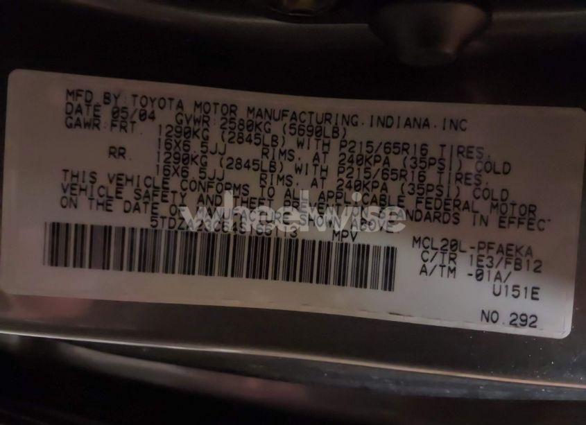 Photo 9 of 2004 Toyota Sienna LE (VIN 5TDZA23C64S166113)