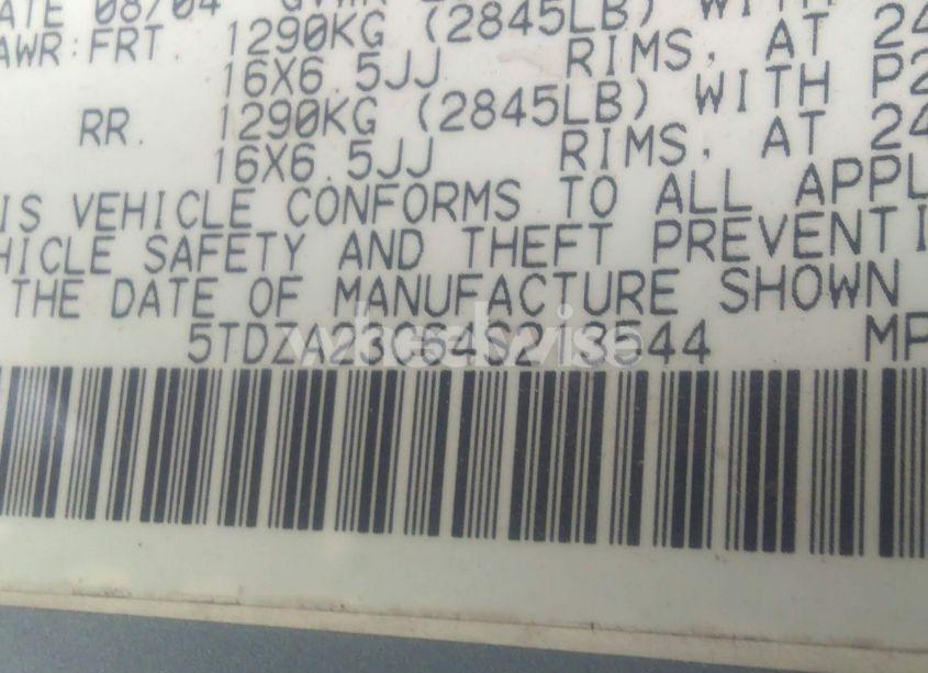 Photo 9 of 2004 Toyota Sienna LE (VIN 5TDZA23C64S213544)