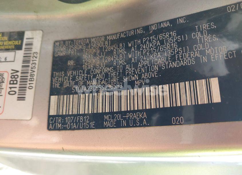 Photo 9 of 2005 Toyota Sienna LE (VIN 5TDZA23C65S290593)