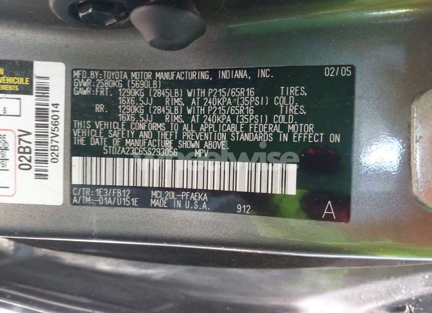 Photo 9 of 2005 Toyota Sienna LE (VIN 5TDZA23C65S293056)