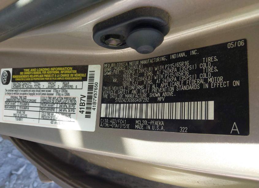 Photo 9 of 2006 Toyota Sienna LE (VIN 5TDZA23C66S497292)