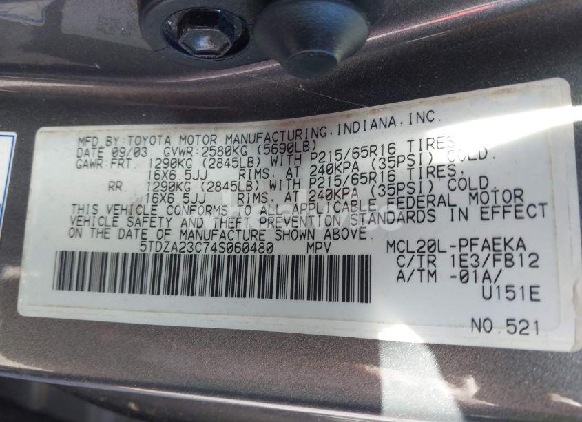 Photo 9 of 2004 Toyota Sienna LE (VIN 5TDZA23C74S060480)