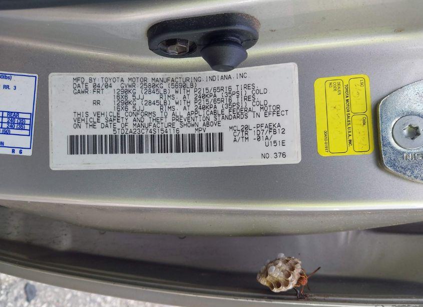 Photo 9 of 2004 Toyota Sienna LE (VIN 5TDZA23C74S154116)