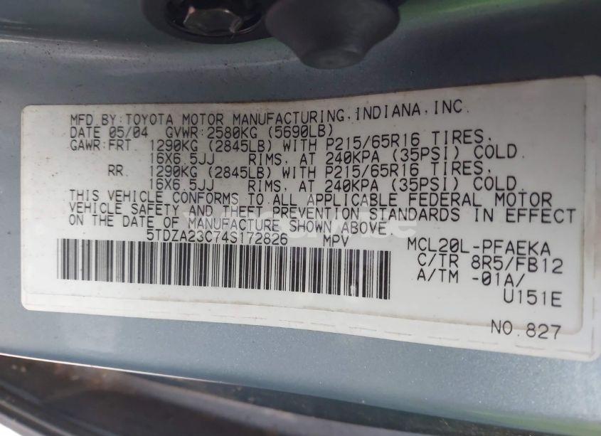 Photo 9 of 2004 Toyota Sienna LE (VIN 5TDZA23C74S172826)