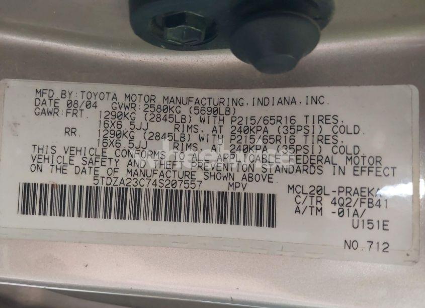 Photo 9 of 2004 Toyota Sienna LE (VIN 5TDZA23C74S207557)