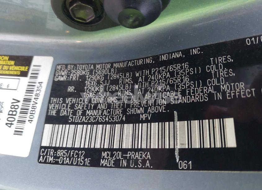 Photo 9 of 2006 Toyota Sienna LE (VIN 5TDZA23C76S453074)