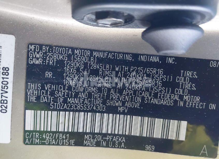 Photo 9 of 2005 Toyota Sienna LE (VIN 5TDZA23C85S374303)