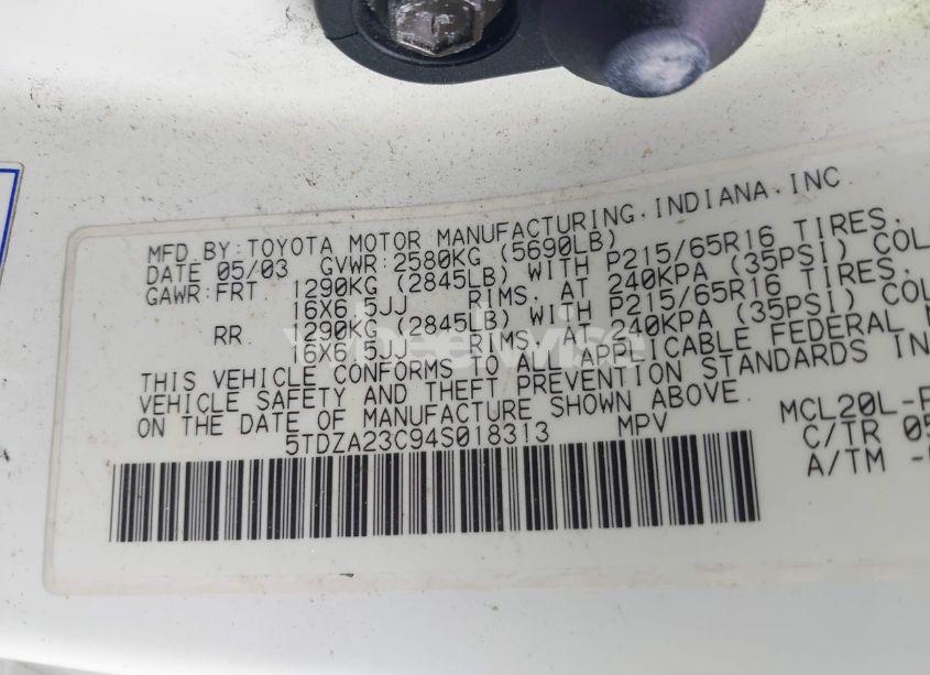 Photo 9 of 2004 Toyota Sienna LE (VIN 5TDZA23C94S018313)