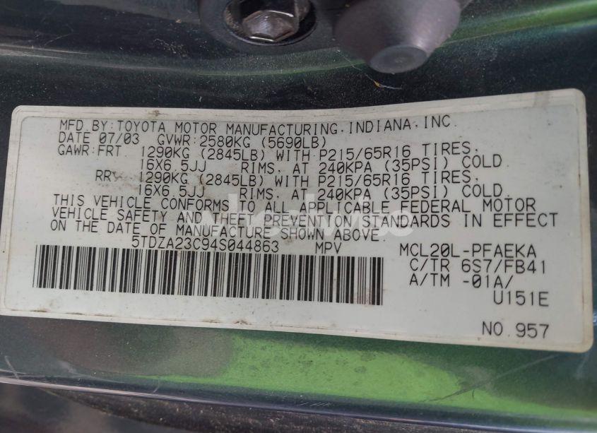 Photo 9 of 2004 Toyota Sienna LE (VIN 5TDZA23C94S044863)