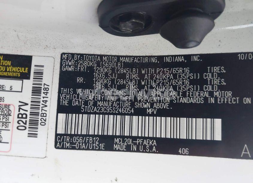 Photo 9 of 2005 Toyota Sienna LE (VIN 5TDZA23C95S246054)