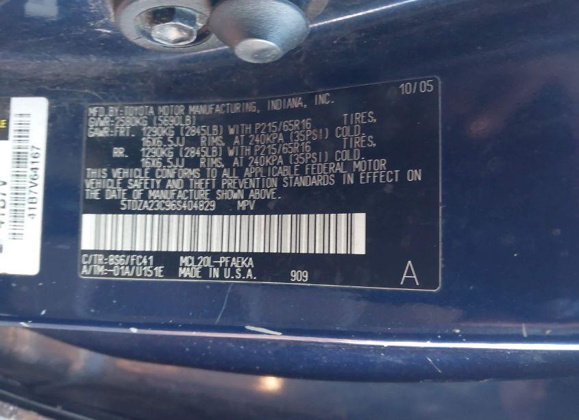 Photo 9 of 2006 Toyota Sienna LE (VIN 5TDZA23C96S404829)