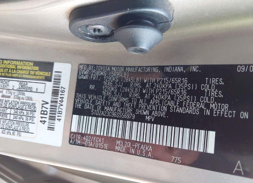 Photo 9 of 2006 Toyota Sienna LE (VIN 5TDZA23C96S556979)