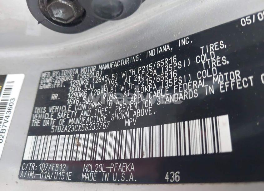 Photo 9 of 2005 Toyota Sienna LE (VIN 5TDZA23CX5S333767)