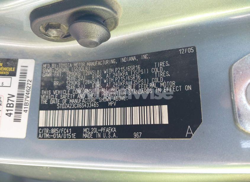 Photo 9 of 2006 Toyota Sienna LE (VIN 5TDZA23CX6S433465)