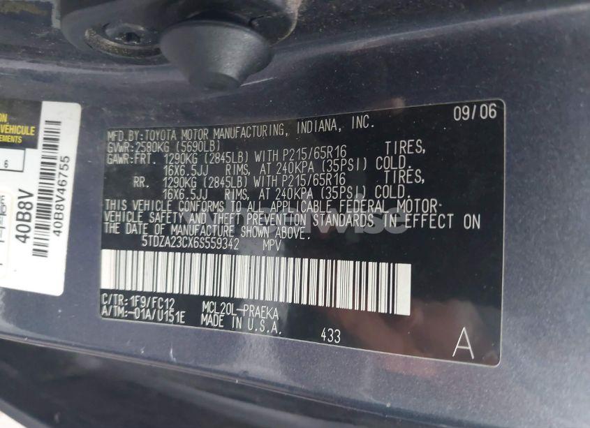Photo 9 of 2006 Toyota Sienna LE (VIN 5TDZA23CX6S559342)