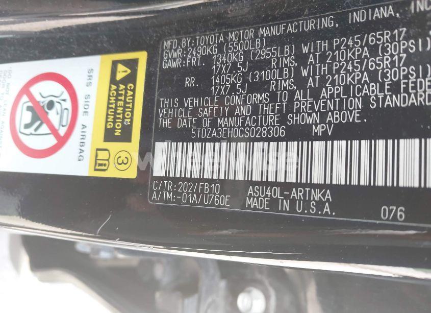 Photo 9 of 2012 Toyota Highlander (VIN 5TDZA3EH0CS028306)