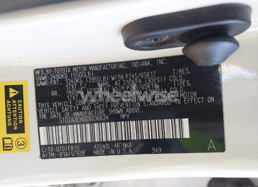 Photo 9 of 2013 Toyota Highlander (VIN 5TDZA3EH0DS036634)