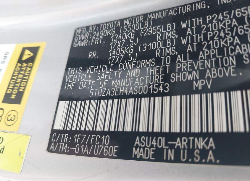 Photo 9 of 2010 Toyota Highlander (VIN 5TDZA3EH4AS001543)