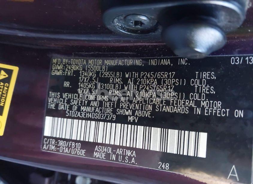 Photo 9 of 2013 Toyota Highlander (VIN 5TDZA3EH4DS037379)