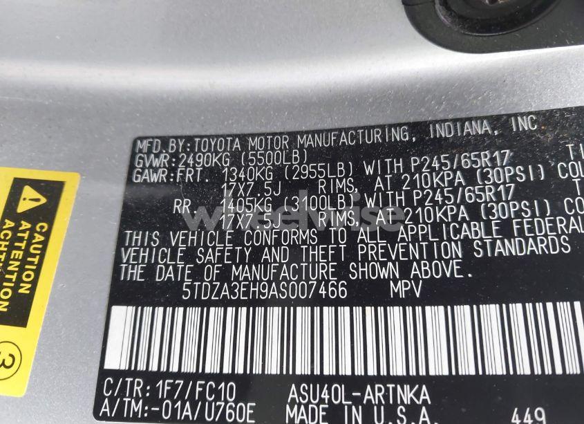 Photo 9 of 2010 Toyota Highlander (VIN 5TDZA3EH9AS007466)