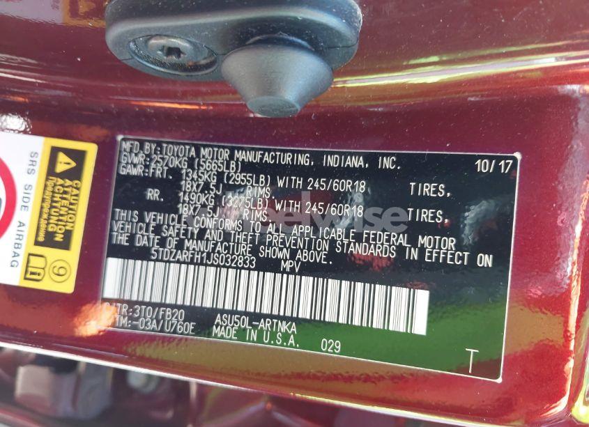 Photo 9 of 2018 Toyota Highlander LE (VIN 5TDZARFH1JS032833)